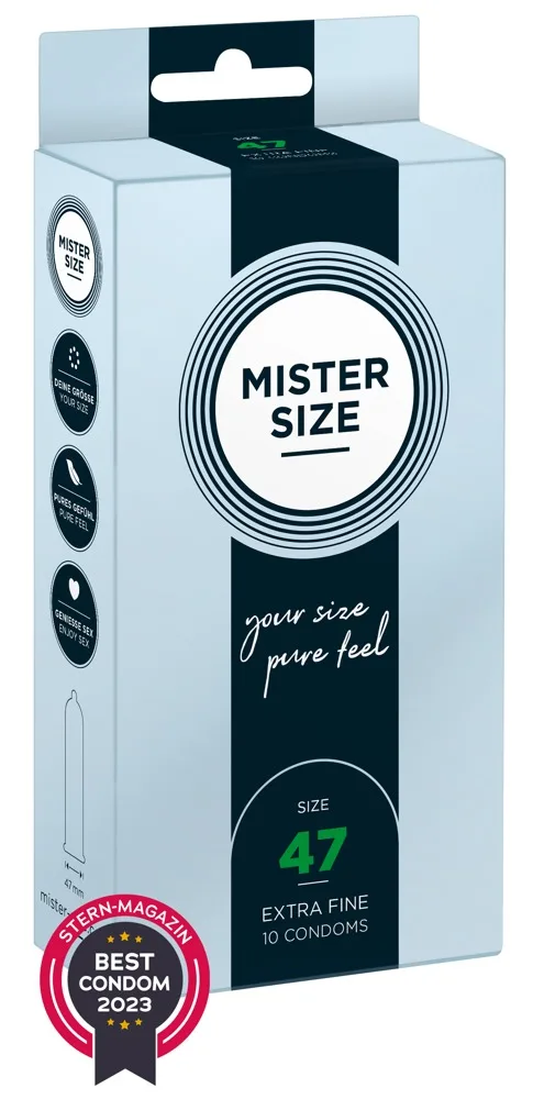 Mister Size Kondome „47 mm“, transparent, hauchdünn, feucht