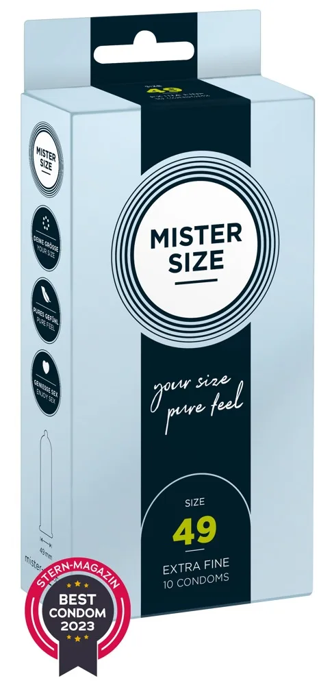 Mister Size Kondome „49 mm“, transparent, hauchdünn, feucht