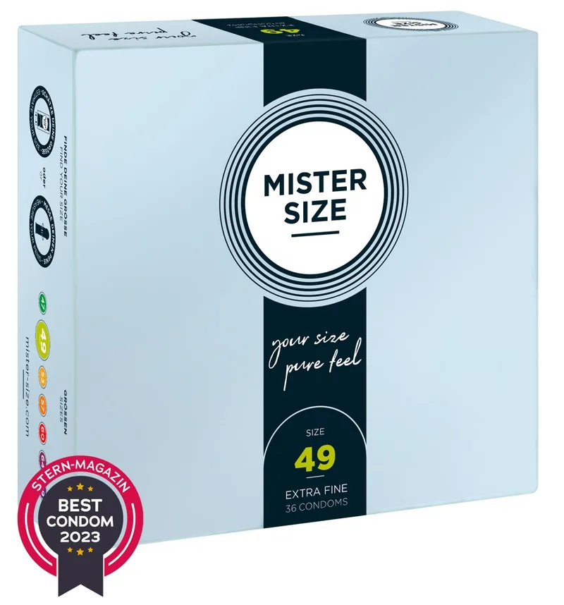 Mister Size Kondome „49 mm“, transparent, hauchdünn, feucht