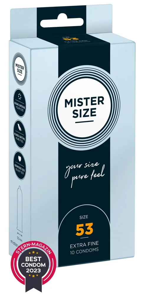 Mister Size Kondome „53 mm“, transparent, hauchdünn, feucht