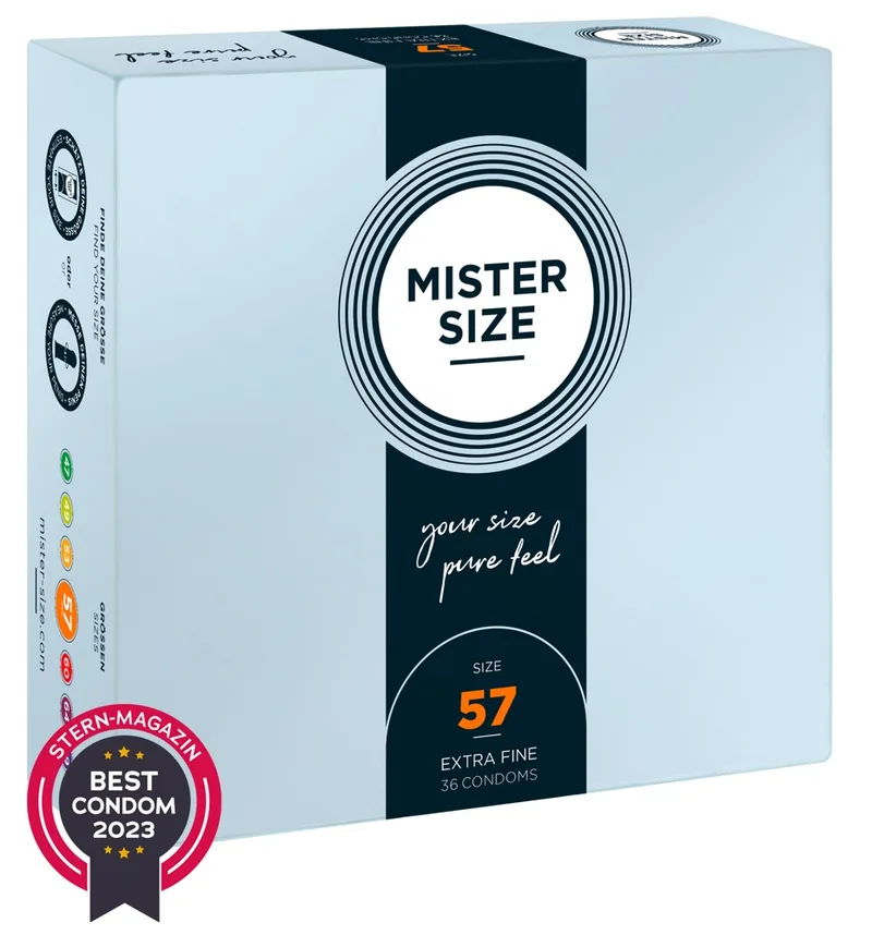 Mister Size Kondome „57 mm“, transparent, hauchdünn, feucht