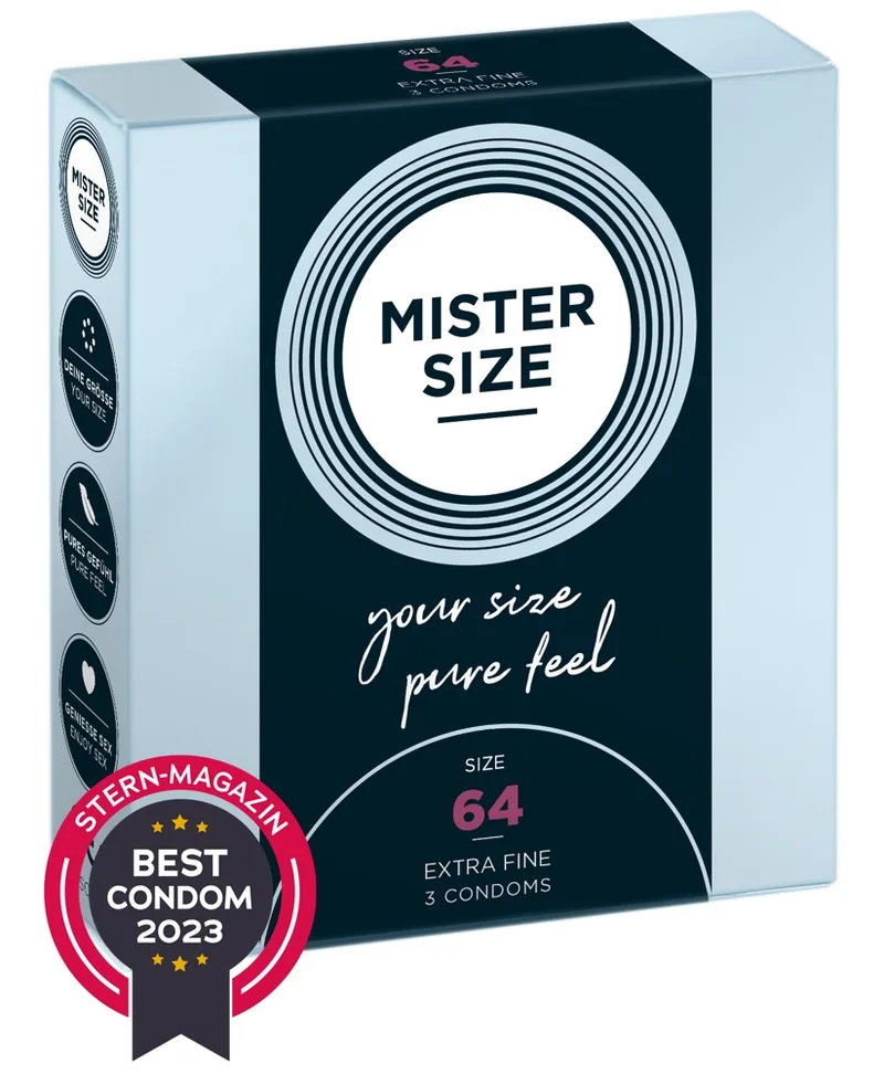 Mister Size Kondome „64 mm“, transparent, hauchdünn, feucht
