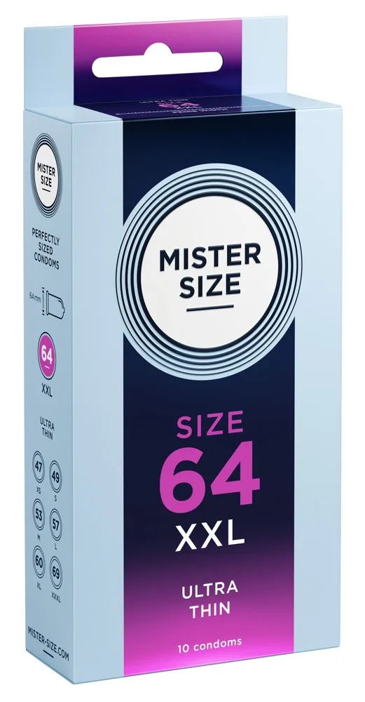 Mister Size Kondome „64 mm“, transparent, hauchdünn, feucht