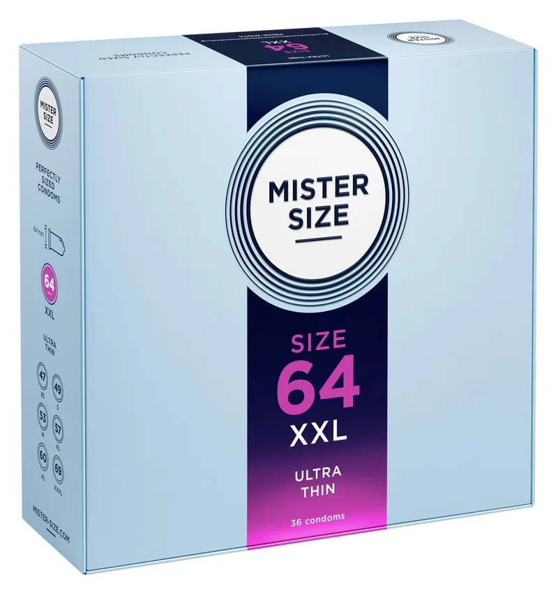 Mister Size Kondome „64 mm“, transparent, hauchdünn, feucht