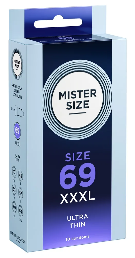 Mister Size Kondome „69 mm“, transparent, hauchdünn, feucht