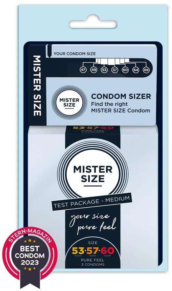 Mister Size Kondome „Test Package Medium“ inkl. Condom Sizer (Penis-Maßband)
