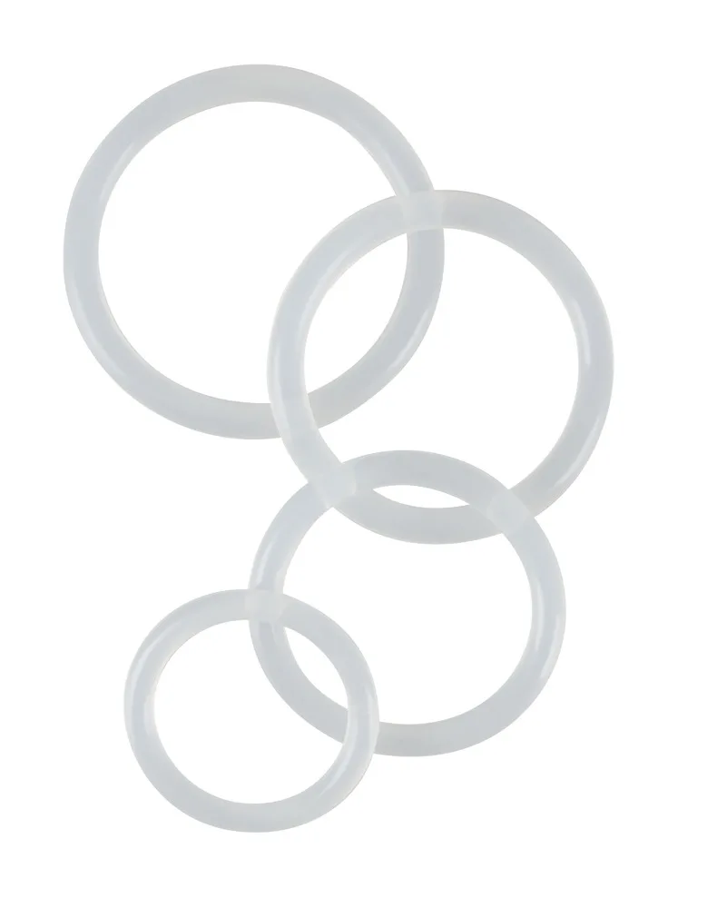 Men's Toys 4-teiliges Penisringset „Clear Cock Rings“, 3 - 5 cm Ø