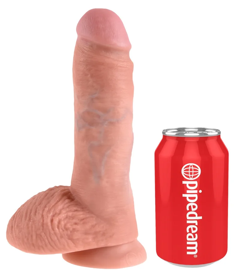 King Cock Dildo „8″ Cock with Balls“, 21 cm, mit Hoden