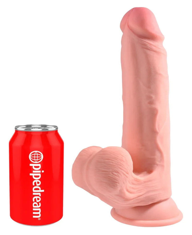King Cock Plus Dildo „Triple Density Cock with Swinging Balls“, hyperrealistisch mit schwingenden Hoden
