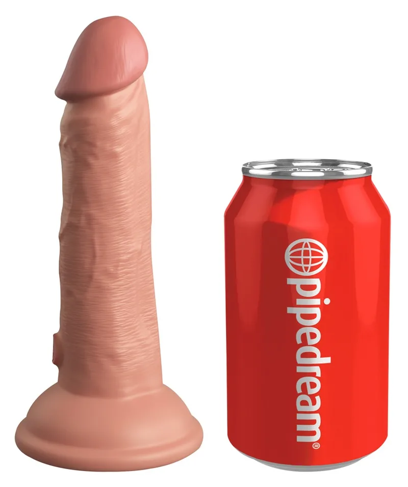 King Cock Elite Naturvibrator „6“ Vibrating + Dual Density Silicone Cock“ mit extra starkem Saugfuß