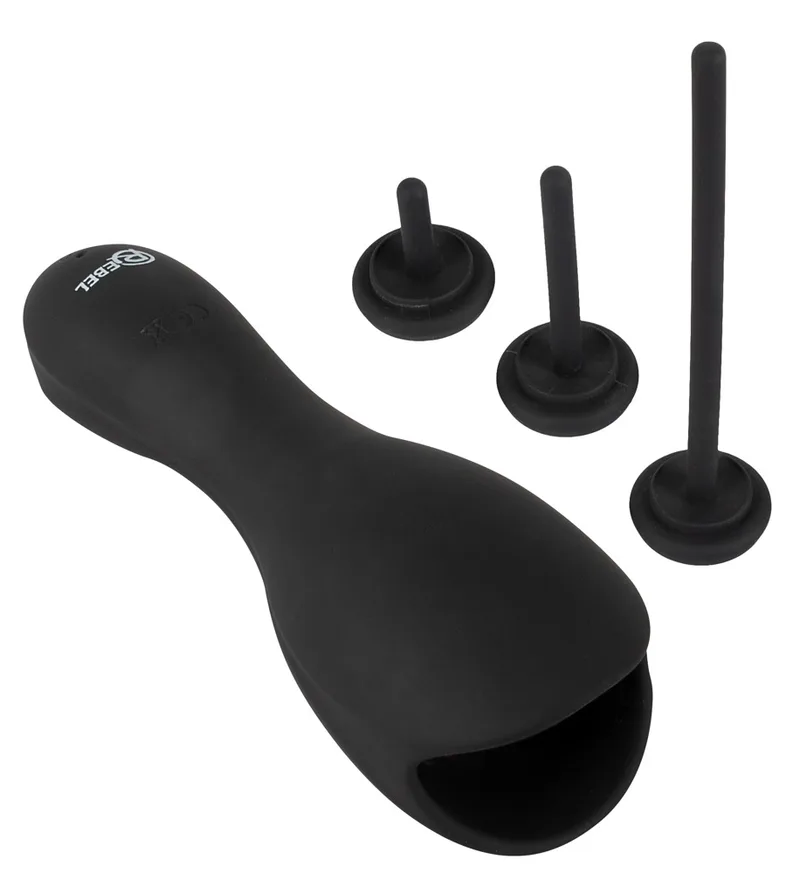 Rebel Eichelvibrator „Glans Masturbator with 3 attachable Dilators“ mit 3 Dilatoren, 10 Vibrationsmodi, wiederaufladbar
