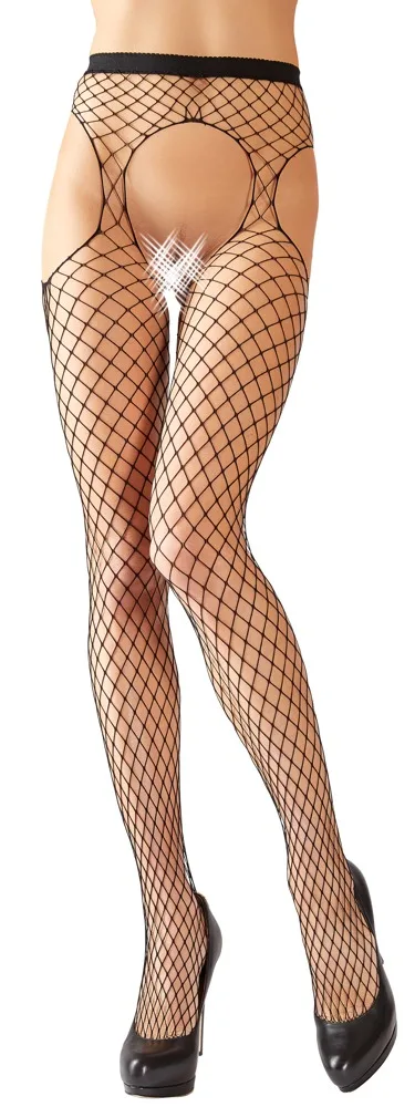 Cottelli LEGWEAR Straps-Strumpfhose aus grobem Netzmaterial