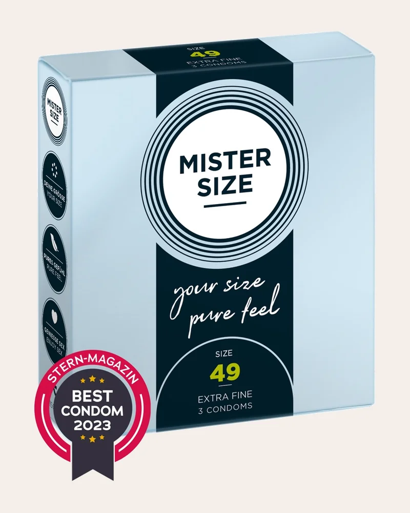 Mister Size Kondome „49 mm“, transparent, hauchdünn, feucht