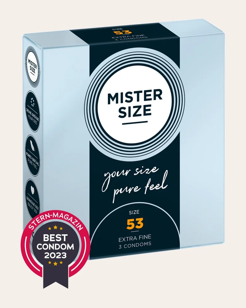 Mister Size Kondome „53 mm“, transparent, hauchdünn, feucht