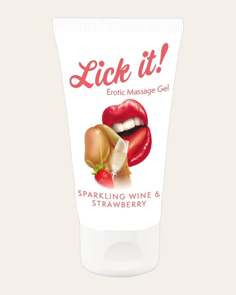 Lick it! Gel “Erotic Massage Gel Sparkling Wine and Strawberry“ mit Erdbeer-/Sekt-Aroma