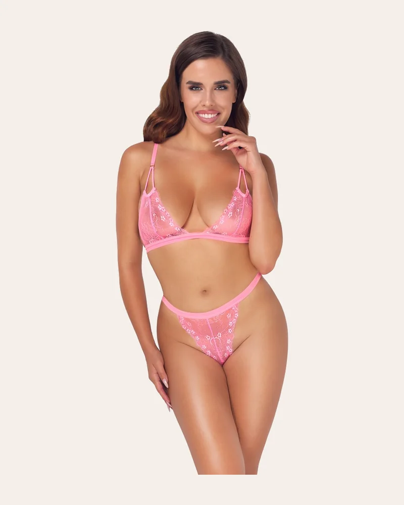 Fantasy by Cottelli Dessous-Set aus Eyelash-Blütenspitze